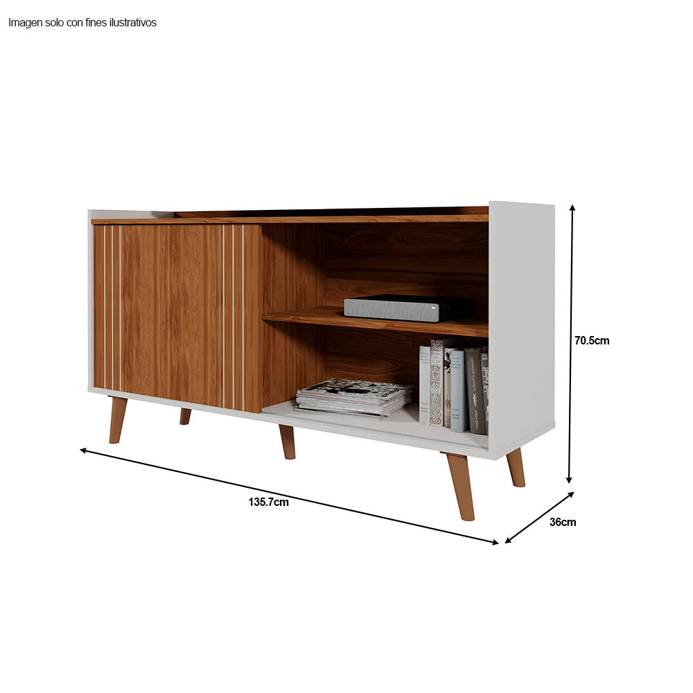 Mesa para TV hasta 50" modelo New Austin color canela miel / perla metalizada