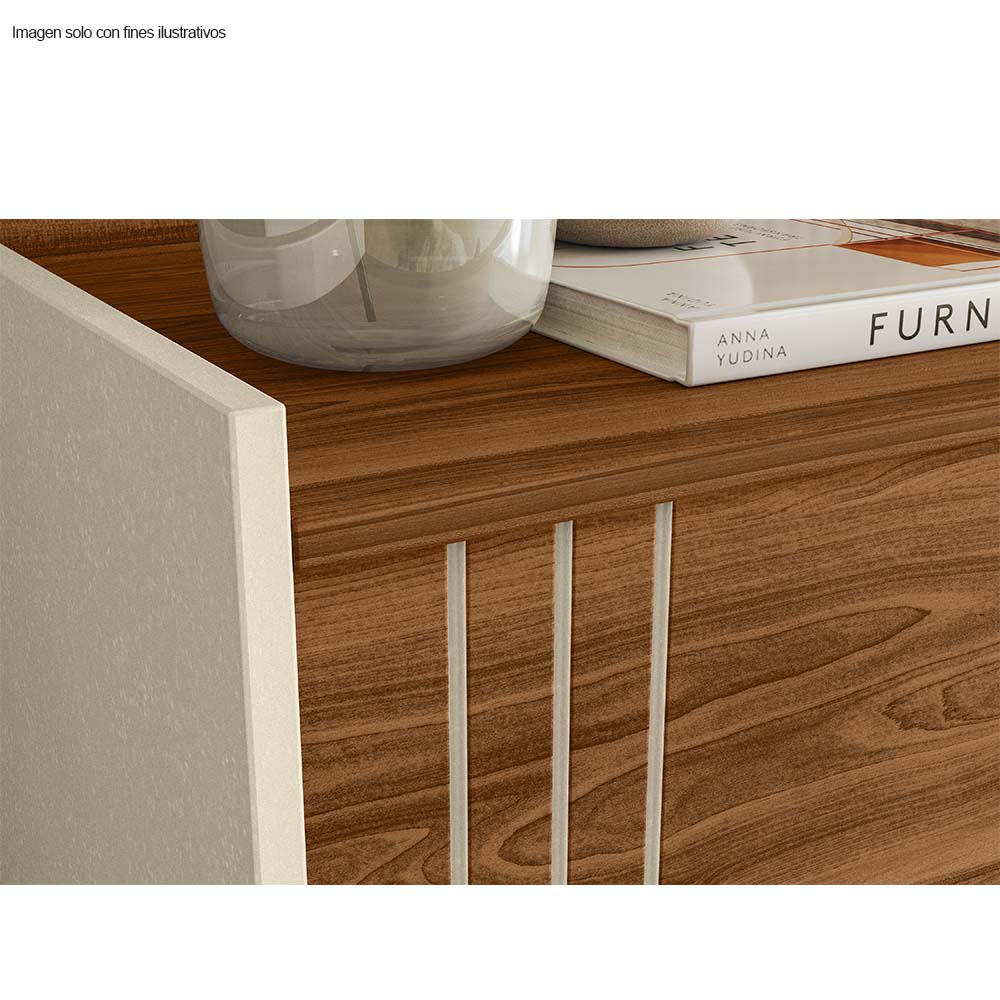 Mesa para TV hasta 50" modelo New Austin color canela miel / perla metalizada