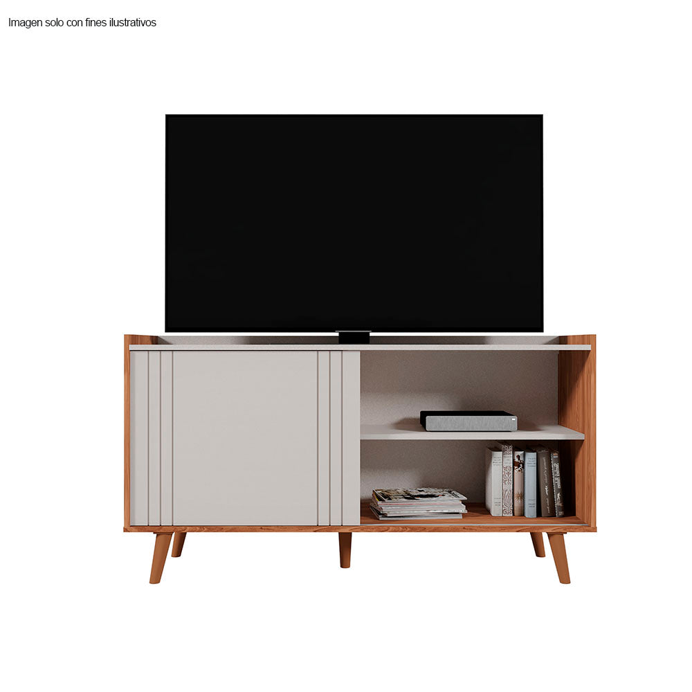 Mesa para TV hasta 50" modelo New Austin color perla metalizado / canela miel