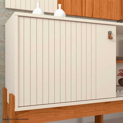 Combo de panel aéreo y mesa para TV de hasta 45" color canela miel / blanco