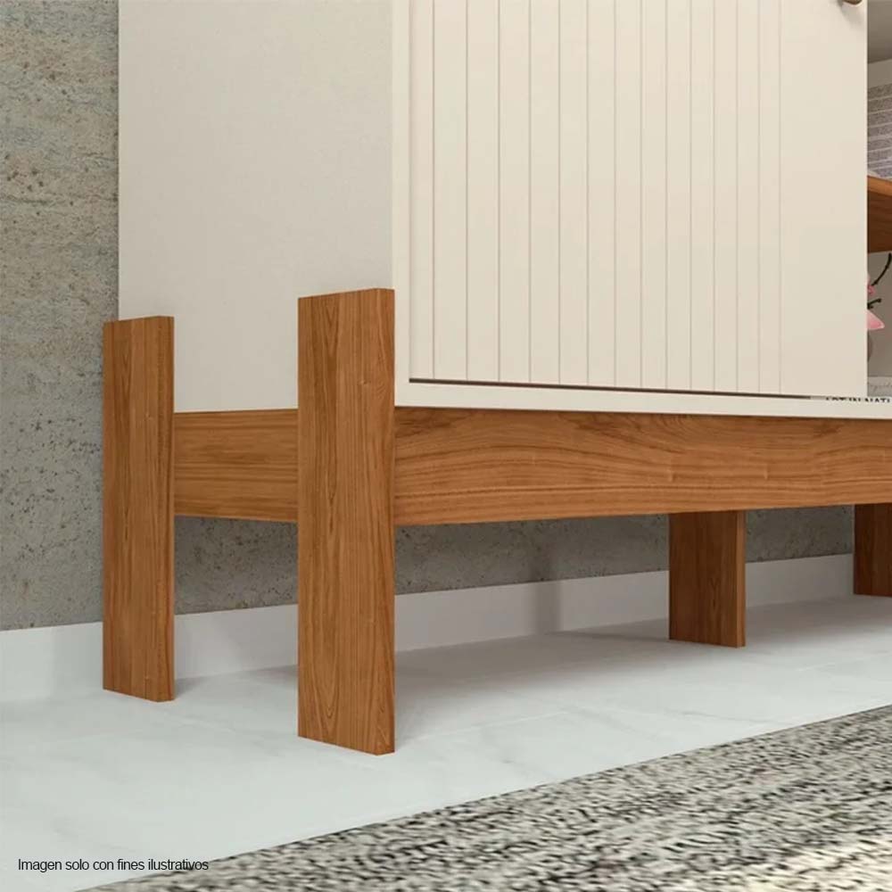 Combo de panel aéreo y mesa para TV de hasta 45" color canela miel / blanco