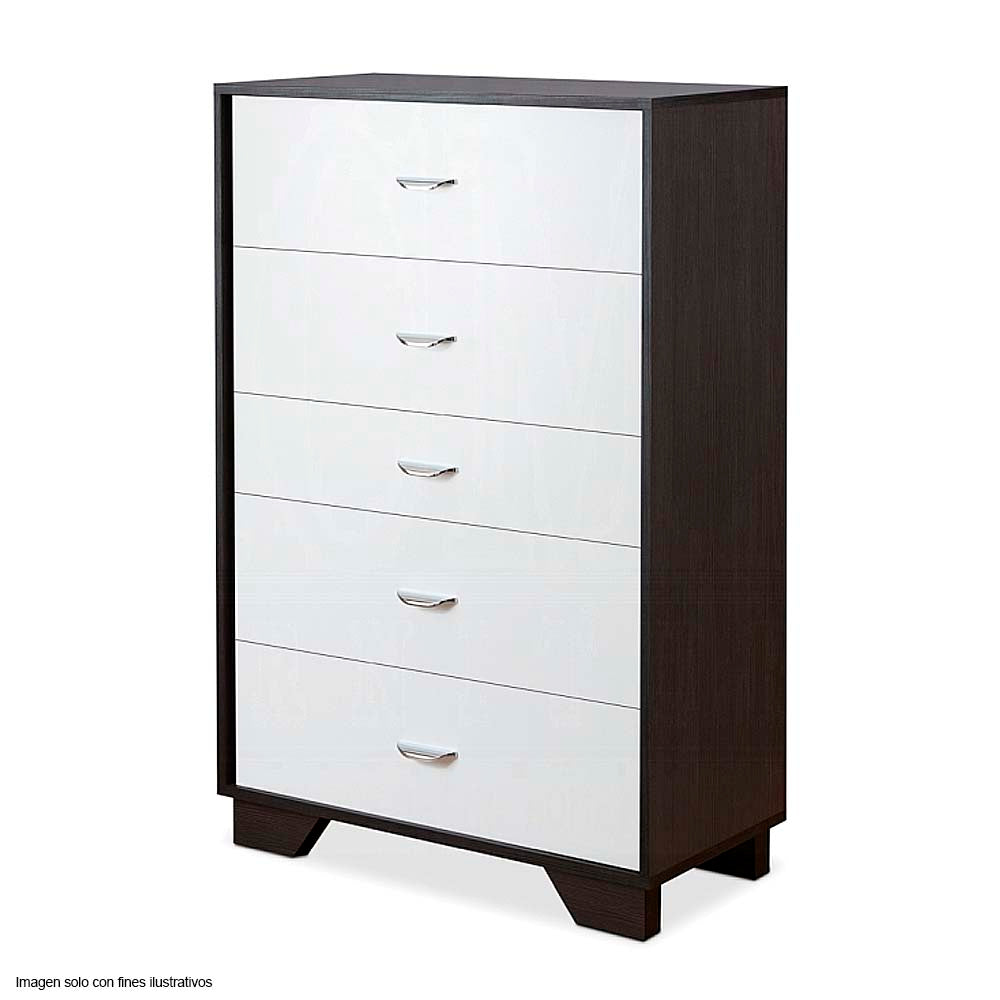 Gavetero 5 cajones modelo Eloy color blanco y expresso