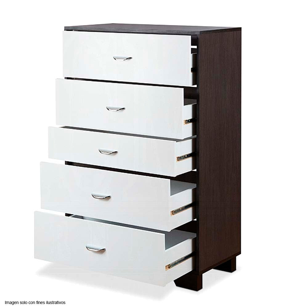 Gavetero 5 cajones modelo Eloy color blanco y expresso