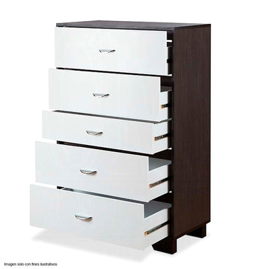 Gavetero 5 cajones modelo Eloy color blanco y expresso