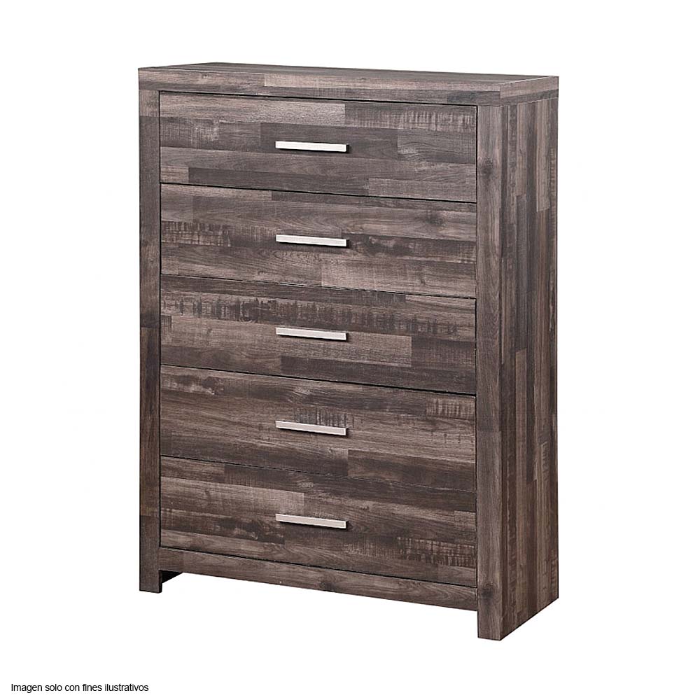 Gavetero 5 cajones modelo Juniper color roble oscuro