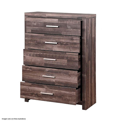 Gavetero 5 cajones modelo Juniper color roble oscuro