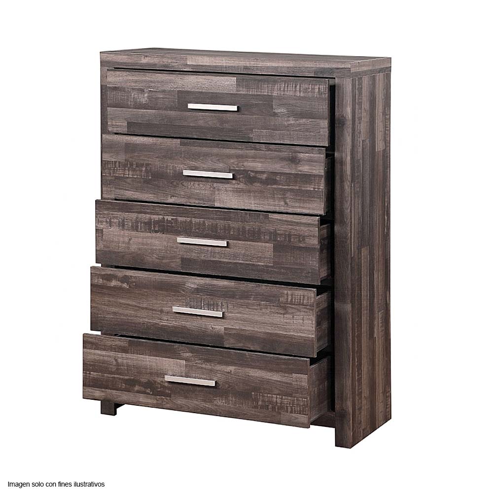 Gavetero 5 cajones modelo Juniper color roble oscuro