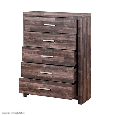 Gavetero 5 cajones modelo Juniper color roble oscuro