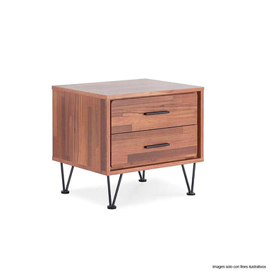 Mesa de noche 2 cajones modelo Deoss color nogal