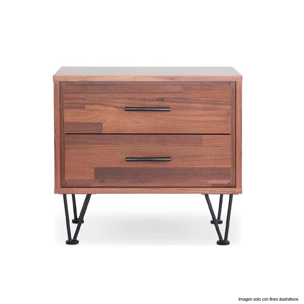 Mesa de noche 2 cajones modelo Deoss color nogal