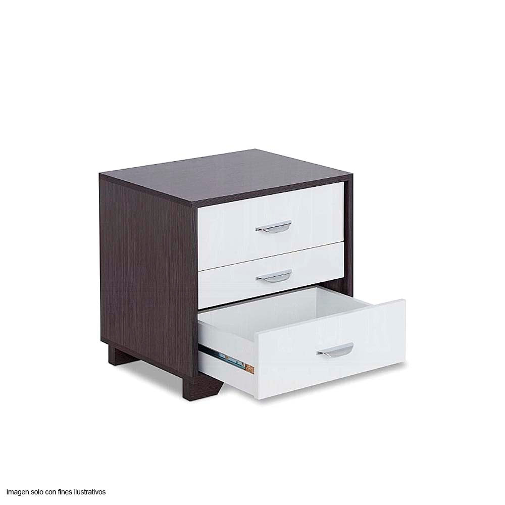 Mesa de noche Eloy acabado blanco negro