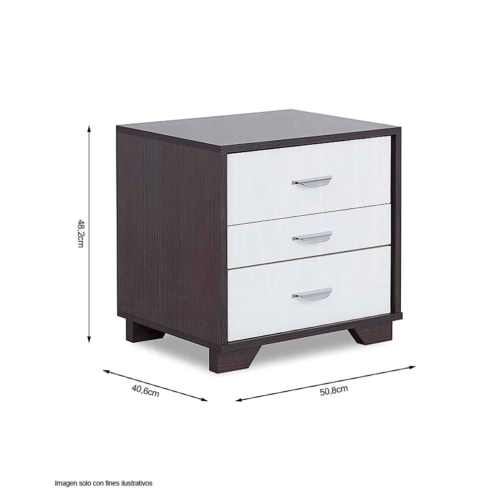 Mesa de noche Eloy acabado blanco negro