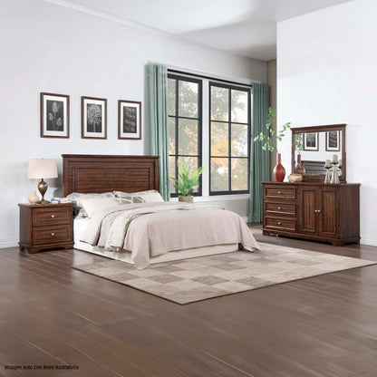 Juego de cama Queen 4 piezas Franklin color nogal cepillado