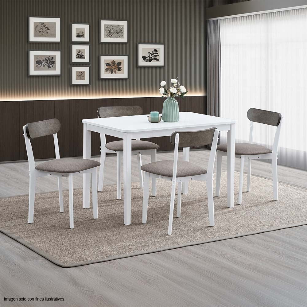 Juego de comedor de 4 puestos Fidelity color blanco