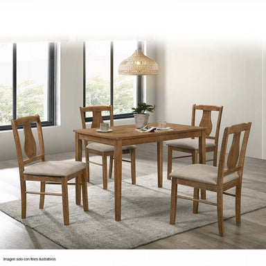 Juego de comedor 4 puestos modelo Kayee roble envejecido