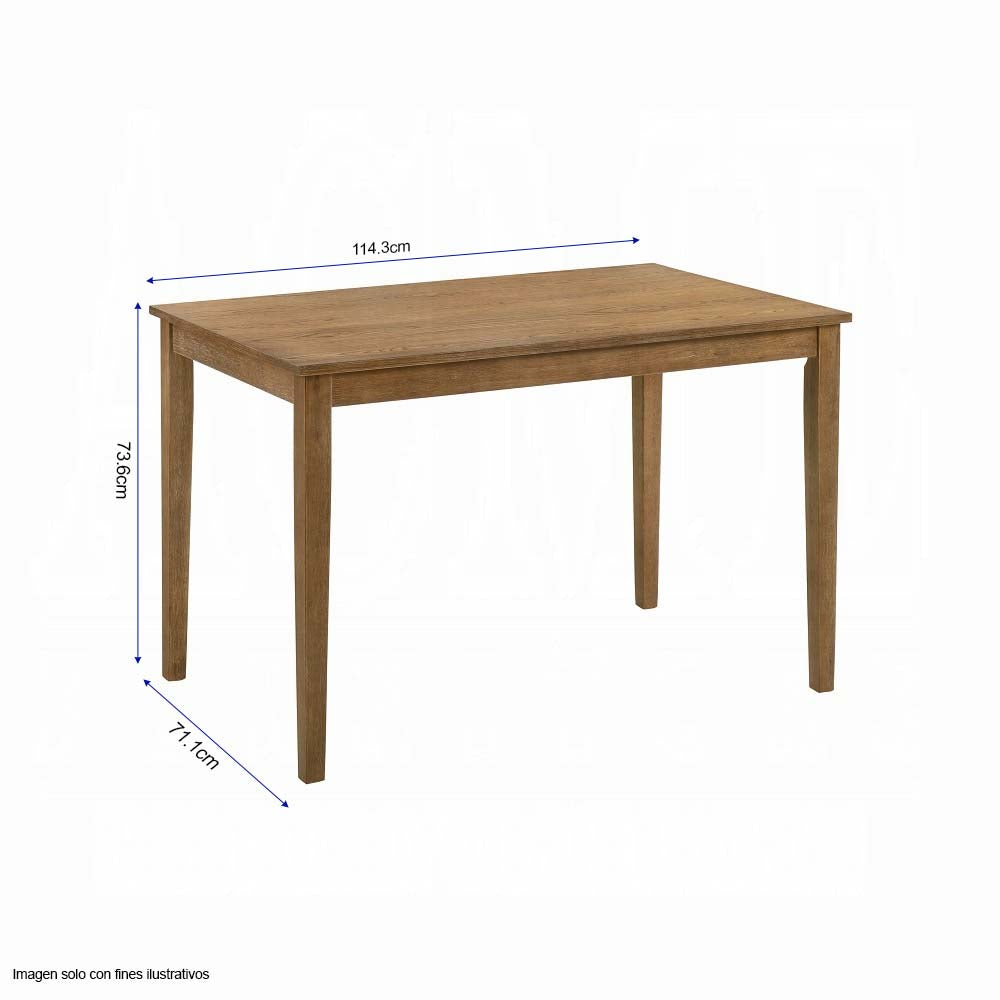 Juego de comedor 4 puestos modelo Kayee roble envejecido