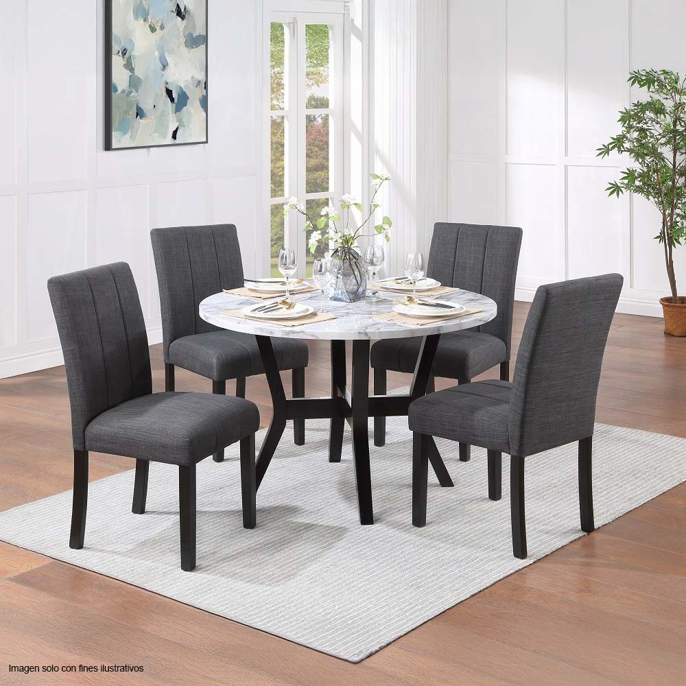 Juego de comedor 4 puesto modelo KUSA acabado de la mesa mármol silla color gris negro