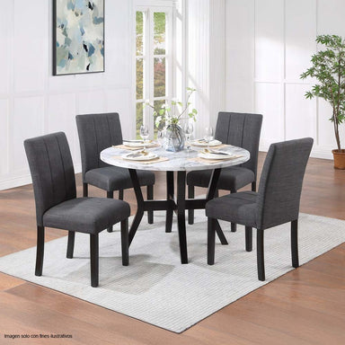 Juego de comedor 4 puesto modelo KUSA acabado de la mesa mármol silla color gris negro