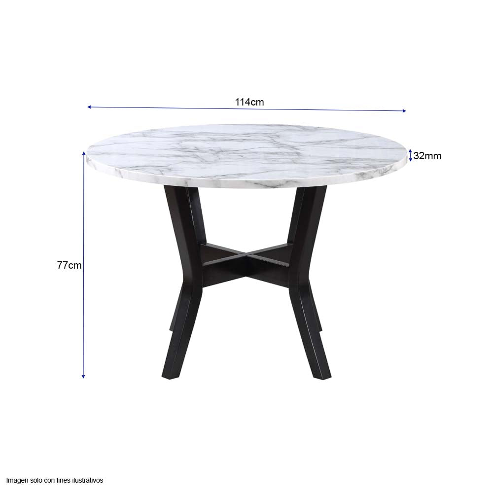 Juego de comedor 4 puesto modelo KUSA acabado de la mesa mármol silla color gris negro