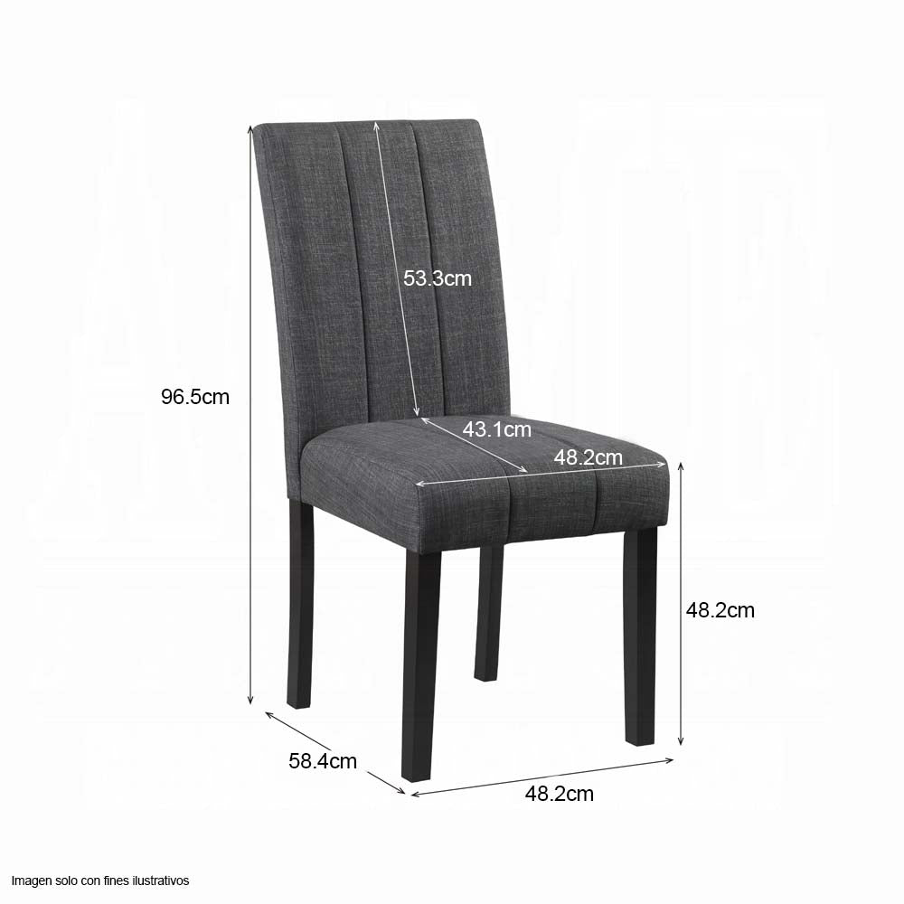 Juego de comedor 4 puesto modelo KUSA acabado de la mesa mármol silla color gris negro