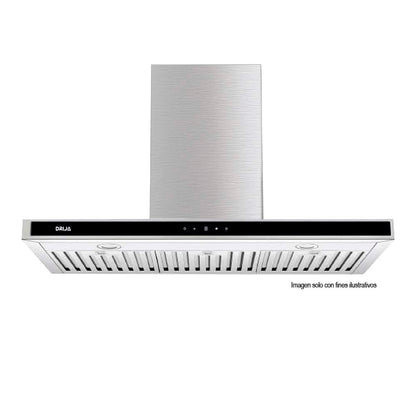 Extractor de grasa 90cm Quadrato 90 Acero inoxidable 2 chimeneas panel touch temporizador