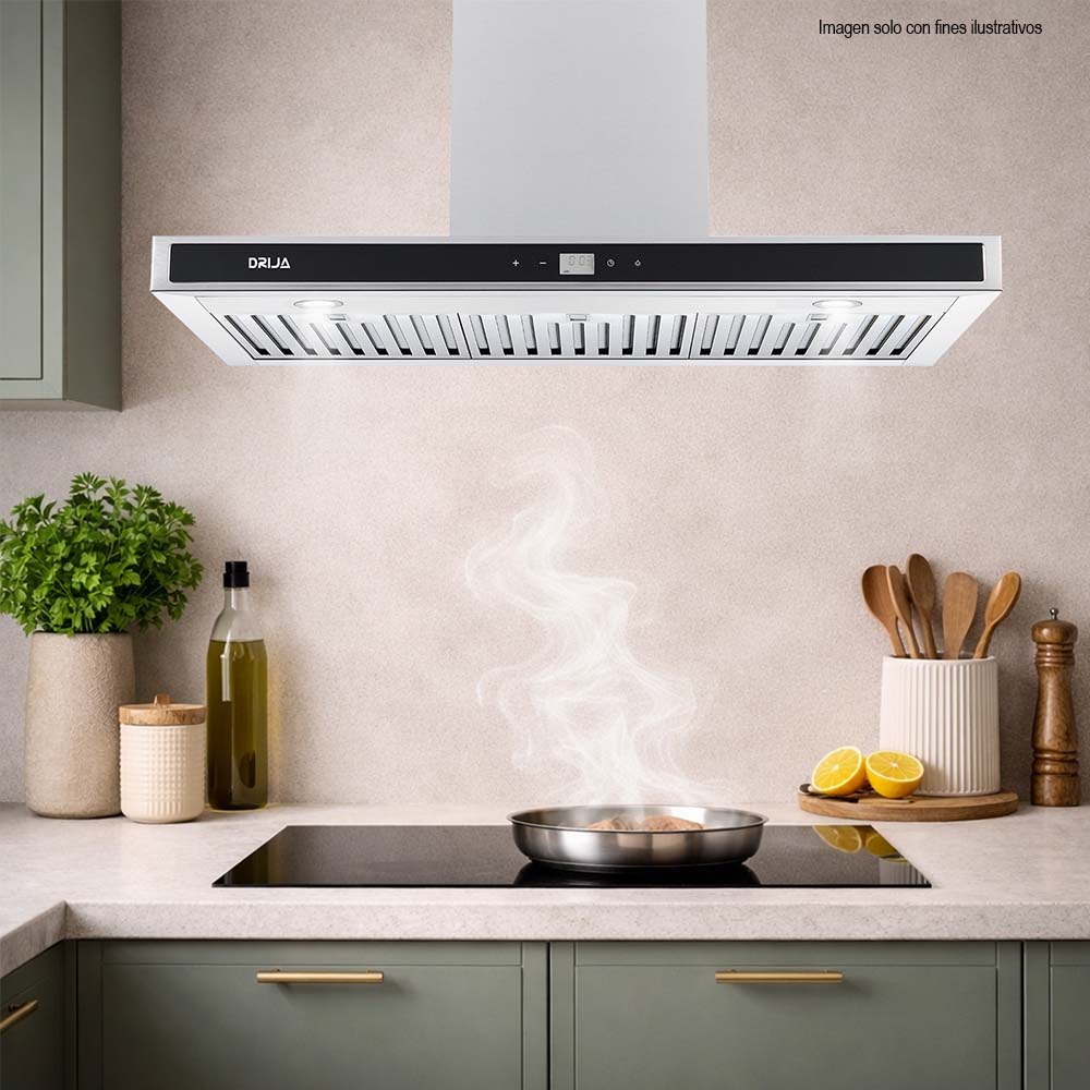 Extractor de grasa 90cm Quadrato 90 Acero inoxidable 2 chimeneas panel touch temporizador