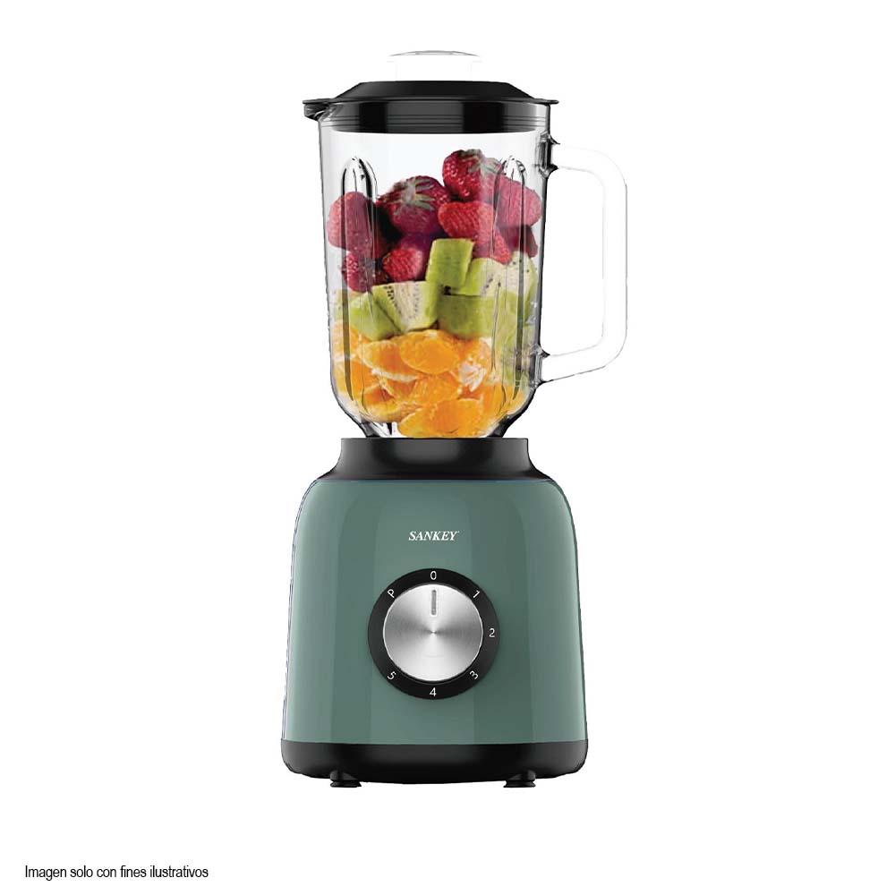 Licuadora BL-1283GG color verde jarra de vidrio de 1.5 litros Sankey