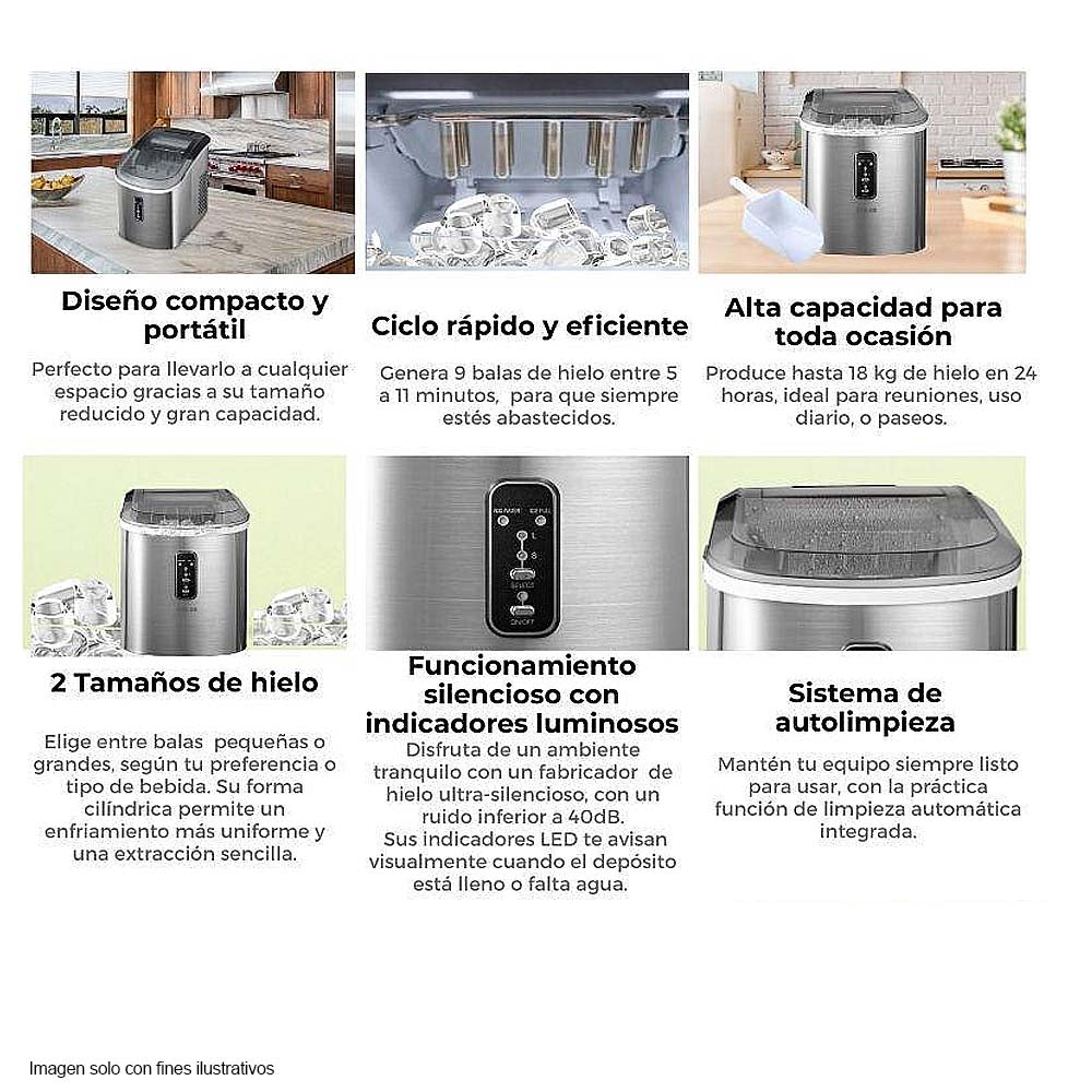 Máquina para hacer hielo portátil FH18 24h 18kg Drija acero inoxidable