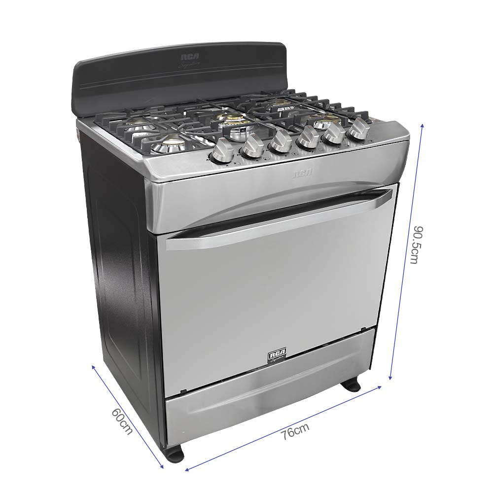 Estufa a gas 30" RCCR3004 RCA 5 quemadores bronce, acero inoxidable