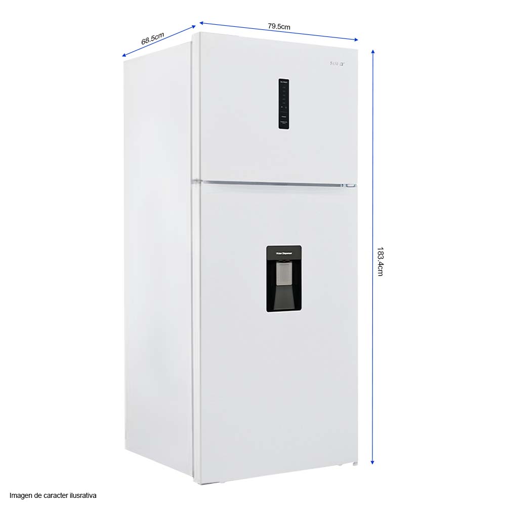 Refrigeradora 20pc Top Mount RF 20IN82WD Sankey color blanca, con dispensador de agua