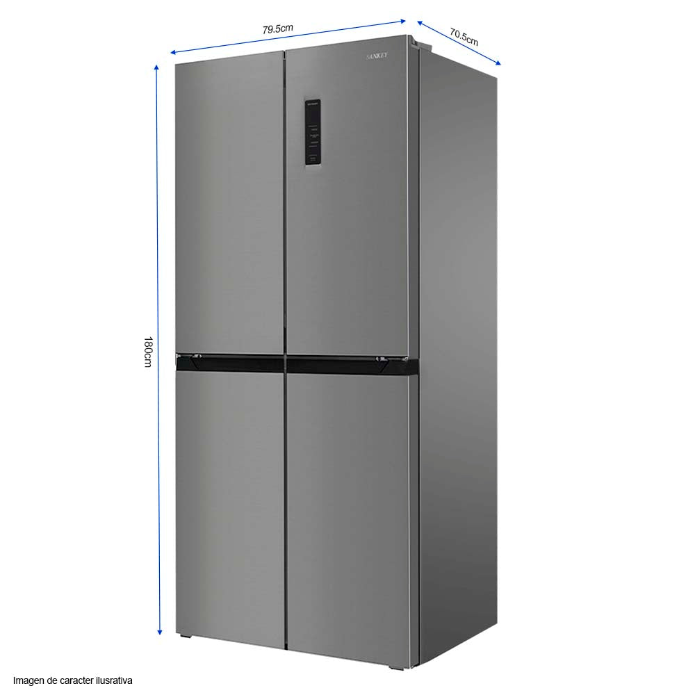 Refrigeradora 16.6pc 4 puertas RF-16F48SS  inverter, Sankey acabado acero inoxidable