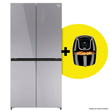 Combo RCA Refrigeradora 18pc RCCD18GD metal cooling Dual inverter + Freidora de aire RCAF35BX 1.3 litros