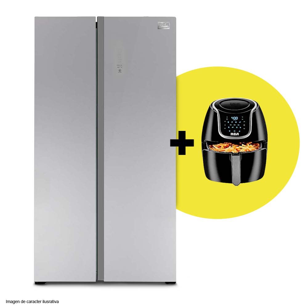 Combo RCA Refrigeradora RCSS205GD Side by Sade 20pc + Freidora de aire RCAF35BX 1.3 litros