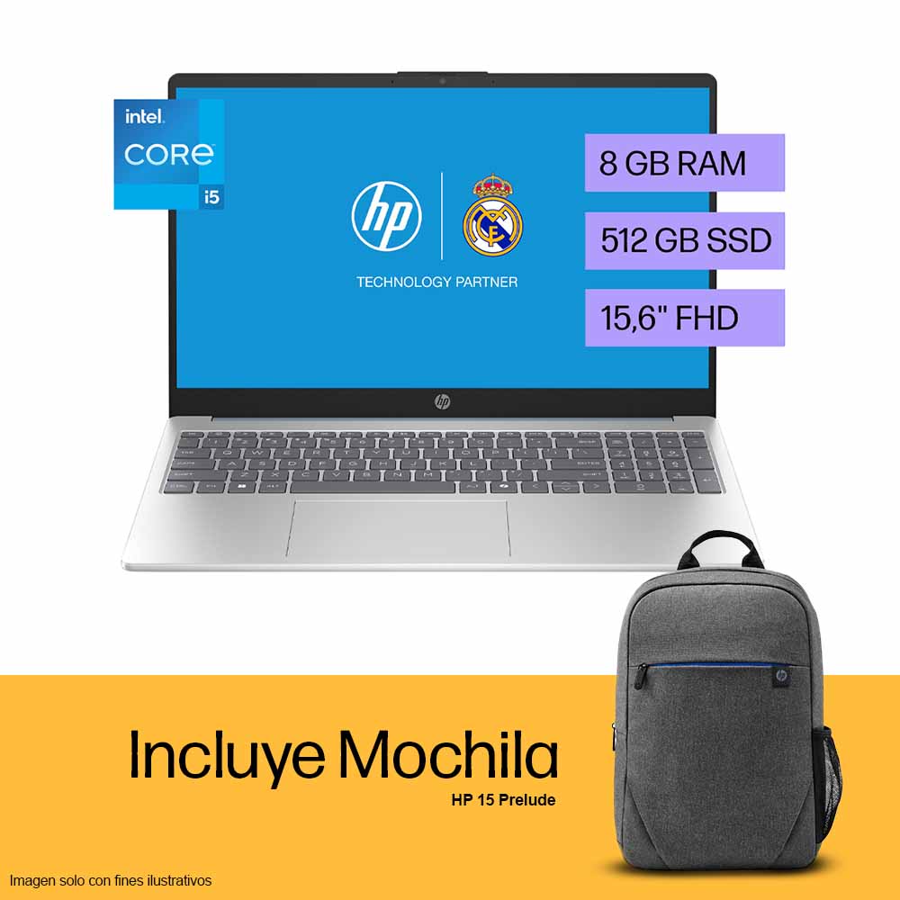 Combo de LAPTOP 15-FD0250LA 15.6" HP Incluye mochila HP 15 Prelude