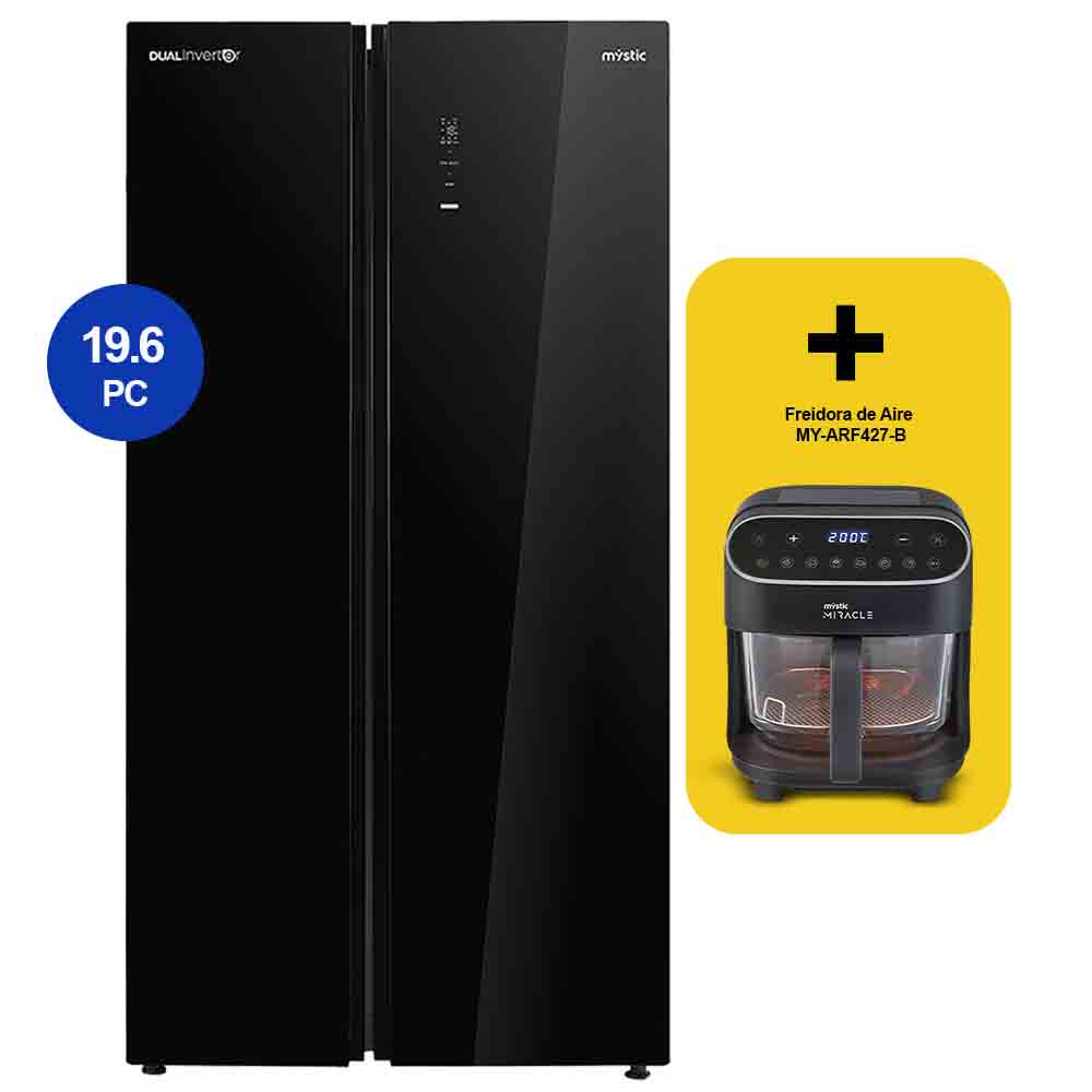 Combo Refrigeradora RF-NV-SB-530LSS Side by Side Mystic + Freidora de aire MY-ARF427-B