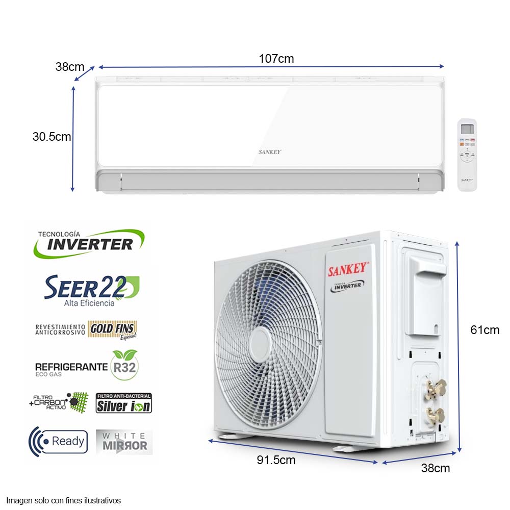 Aire acondicionado Split 18000BTU ES18IH5WW Sankey inverter Wi-Fi
