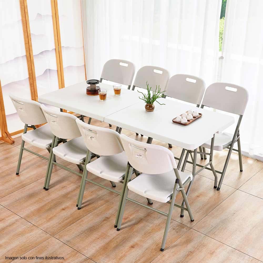 Mesa plegable 6 x 2 pies SCH900 color blanco con marco de acero revestido