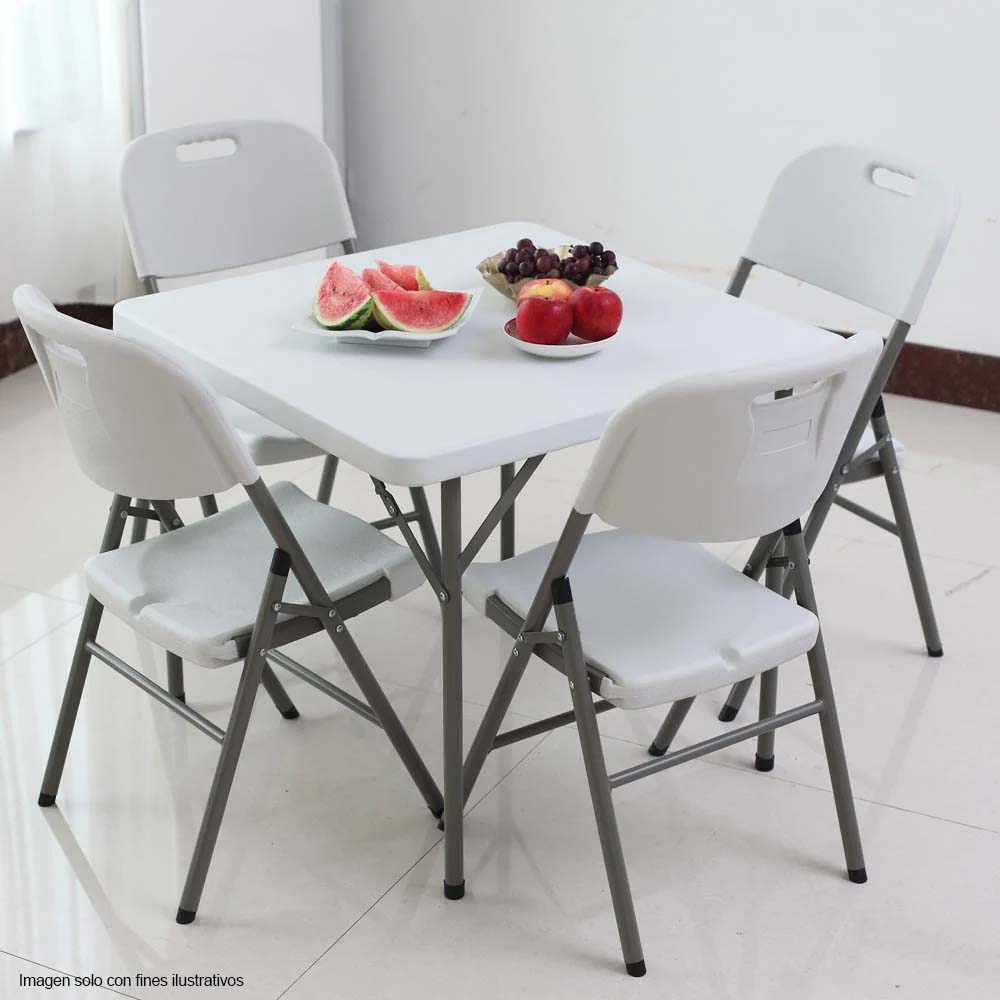 Mesa plegable cuadrada 34x34 pulgadas modelo SCH902 marco de acero revestido