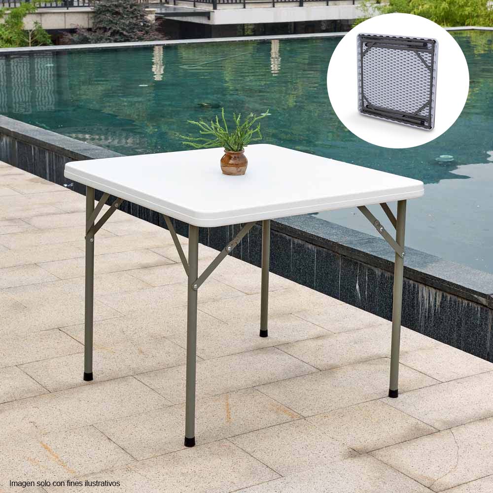Mesa plegable cuadrada 34x34 pulgadas modelo SCH902 marco de acero revestido