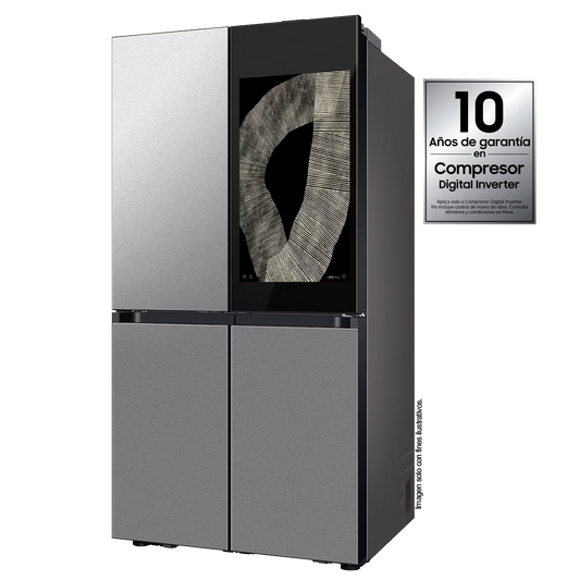 Refrigeradora 29pc French Door RF29DB9950QDED Samsung Bespoke con pantalla de 32" color acero inoxidable