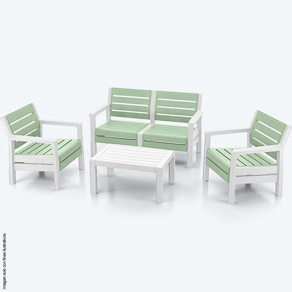 Sala 4 puestos modelo BARU 14256-XP color verde salvia / blanco