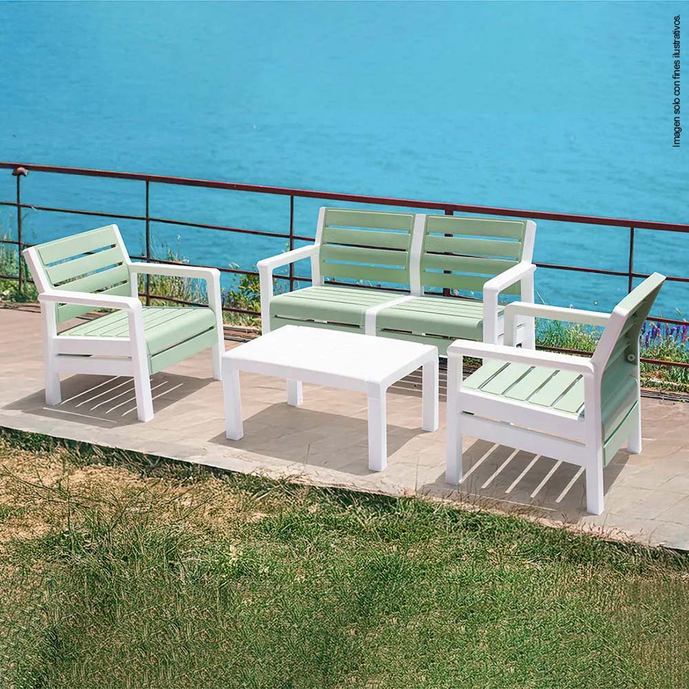 Sala 4 puestos modelo BARU 14256-XP color verde salvia / blanco