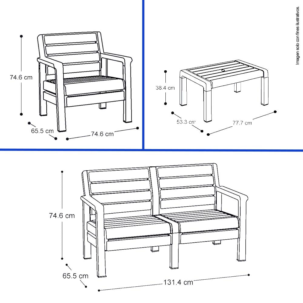 Sala 4 puestos modelo BARU 14256-XP color verde salvia / blanco