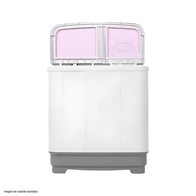 Lavadora semi automática 22kg NWM-22PK Nisato color blanca con tapa rosa.