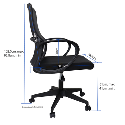 Silla de oficina secretaria H101161B, color negro