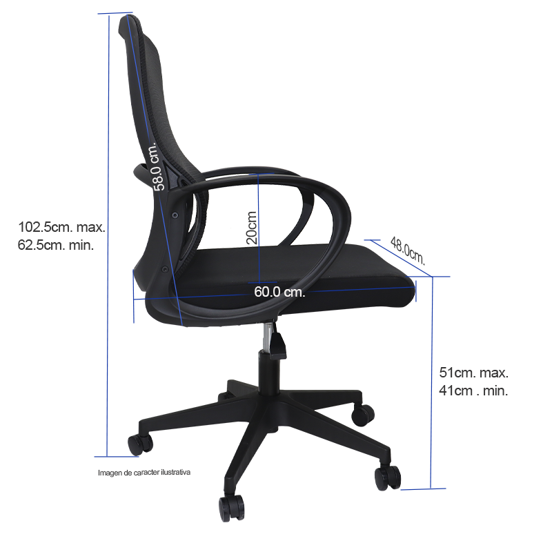 Silla de oficina secretaria H101161B, color negro