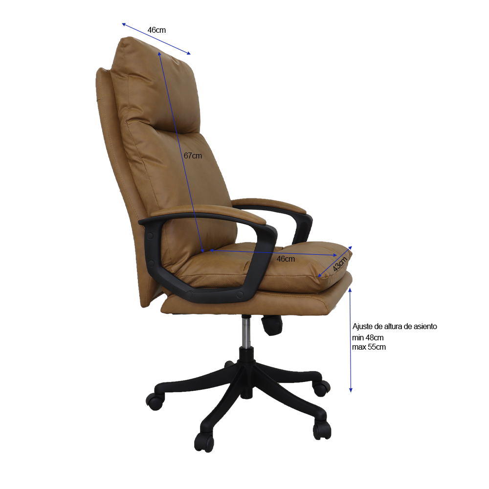 Silla ejecutiva H101171B color café de cuero sintético
