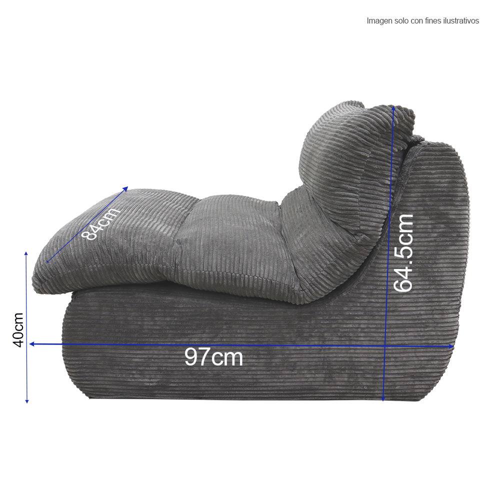 Sillón compresión H311112B color gris, tela suave al tacto y resistente.
