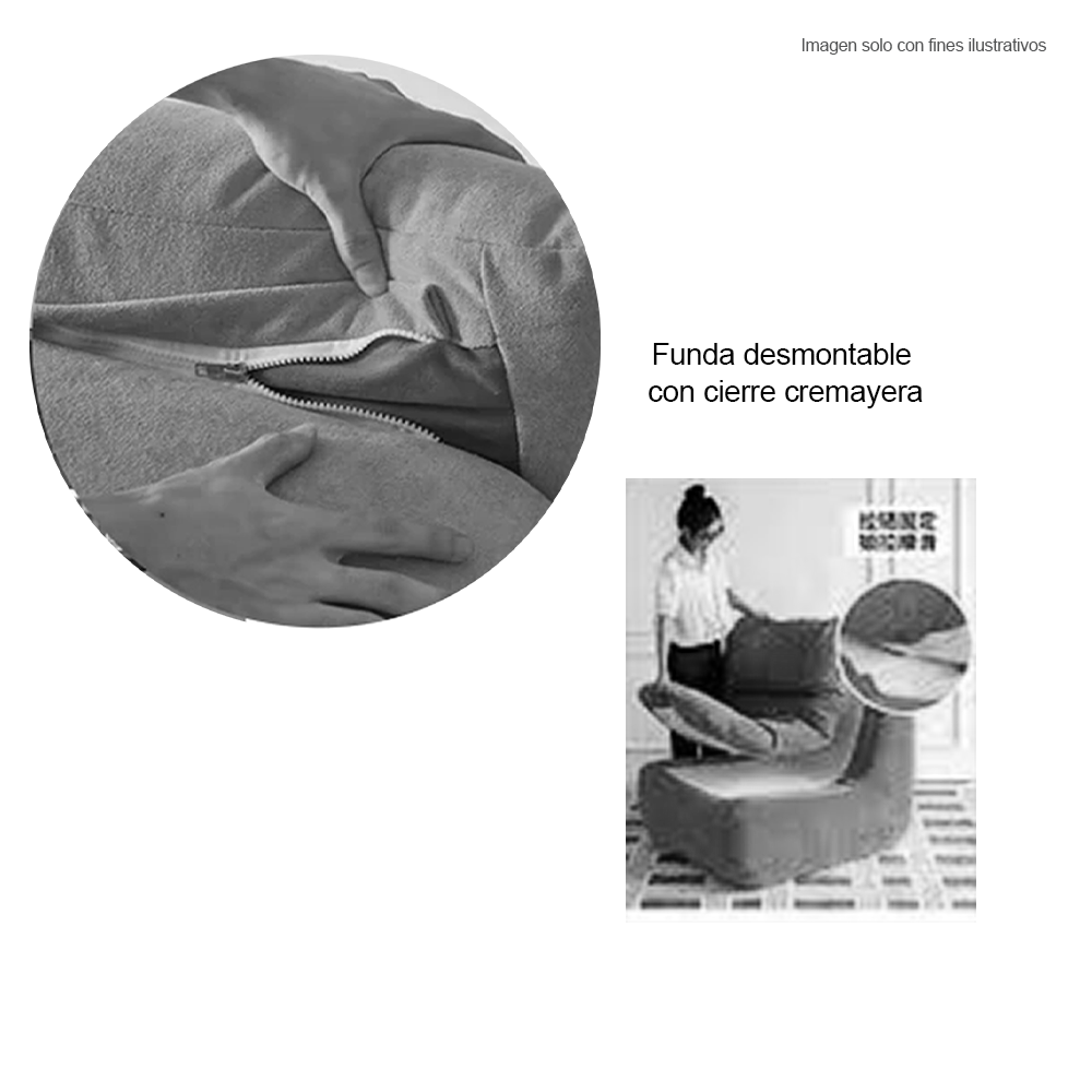 Sillón compresión H311112B color gris, tela suave al tacto y resistente.