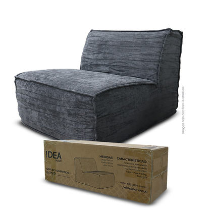 Sofá compresión H309190B color gris, tela suave al tacto y resistente.